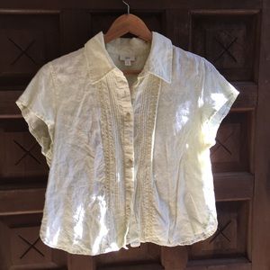 Pin tucked linen camp shirt